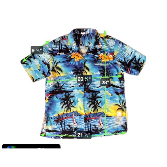 Royal Creations Men’s Hawaiian Shirt XL Blue Sailboat Sunset Tropical Floral - Picture 2 of 10